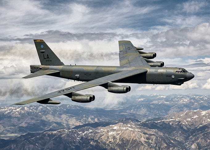 USAF B-52 Bomber Over Mountains