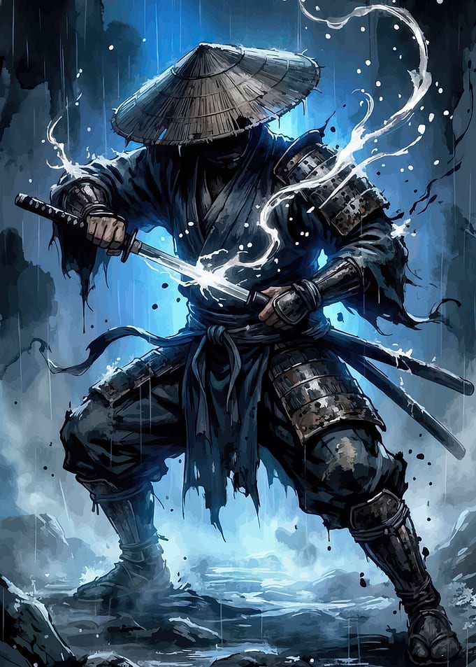 Samurai Warrior with Lightning Sword
