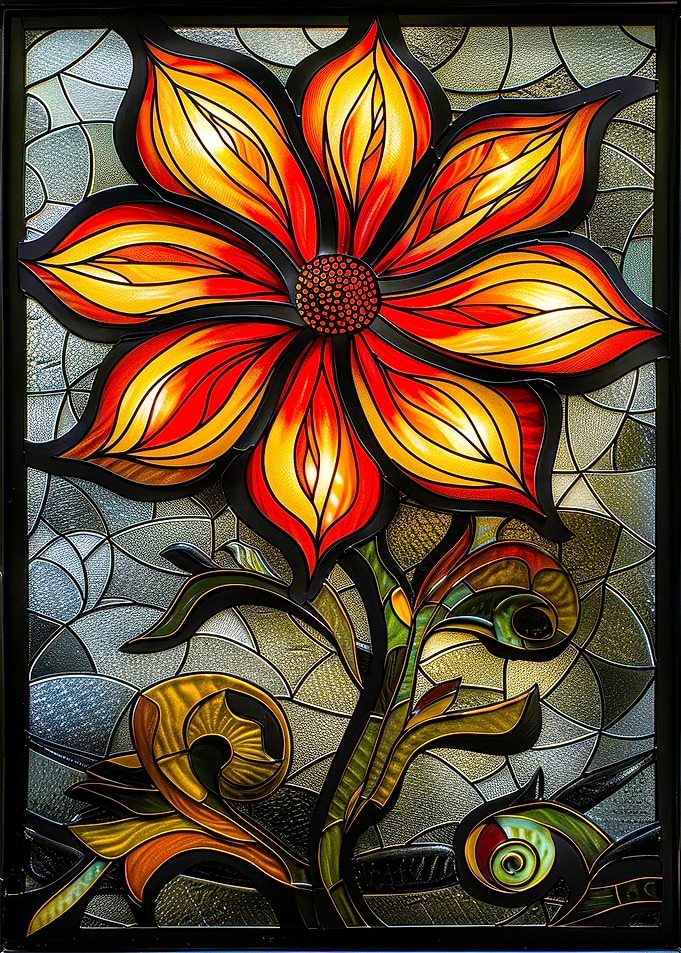 Stained Glass Flower Art