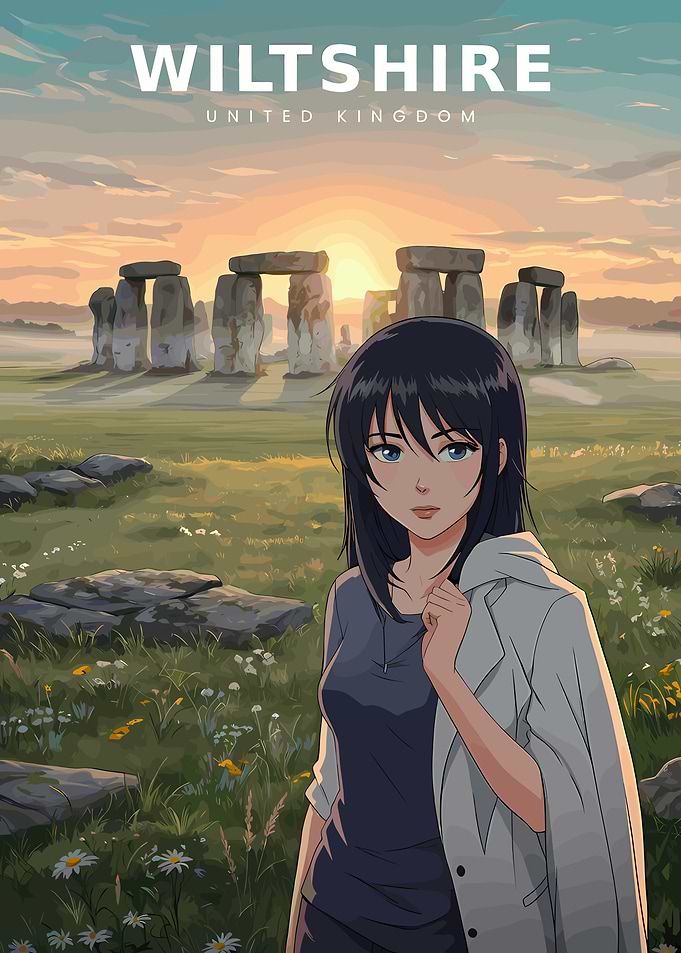 Anime Girl at Stonehenge