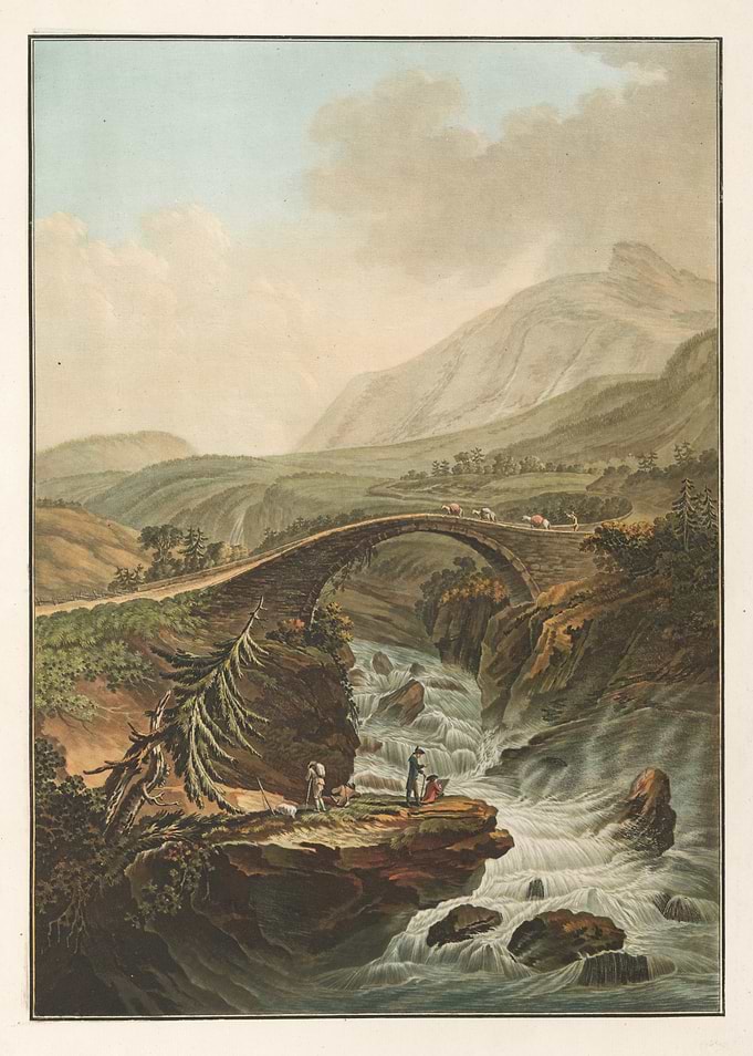Stone Bridge Over Rushing River