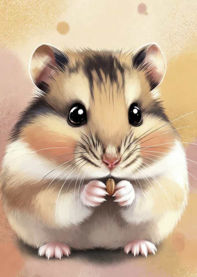 Cute Hamster Holding a Seed
