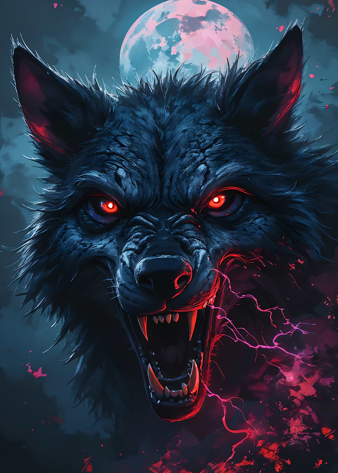 Fierce Werewolf Under a Full Moon