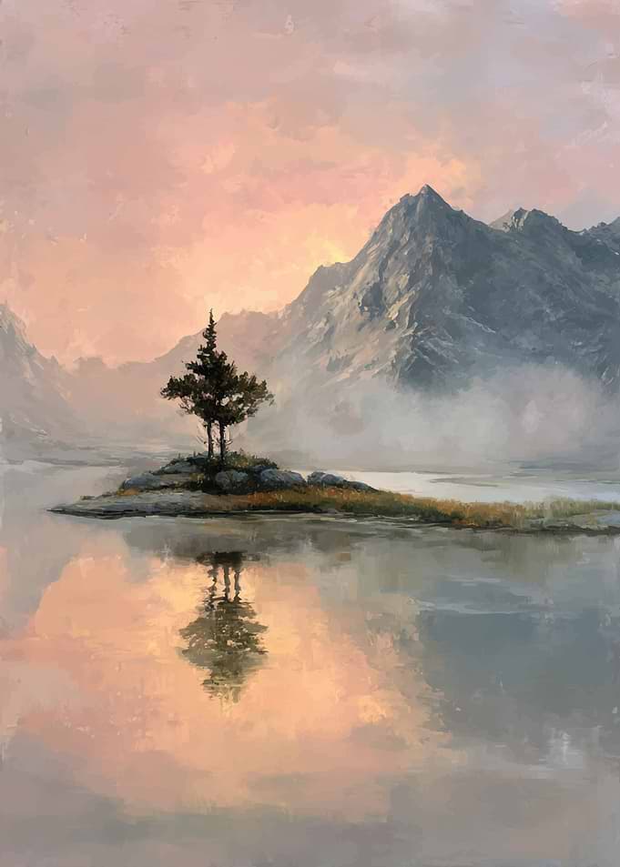 Serene Mountain Lake Reflection
