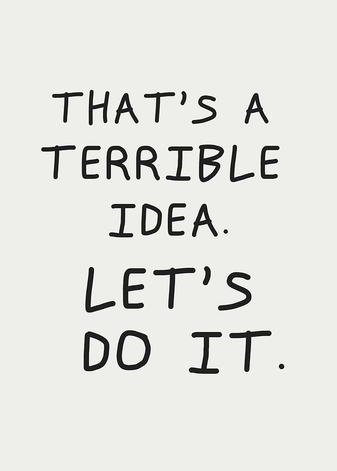 Terrible Idea Let's Do It, Humor quote