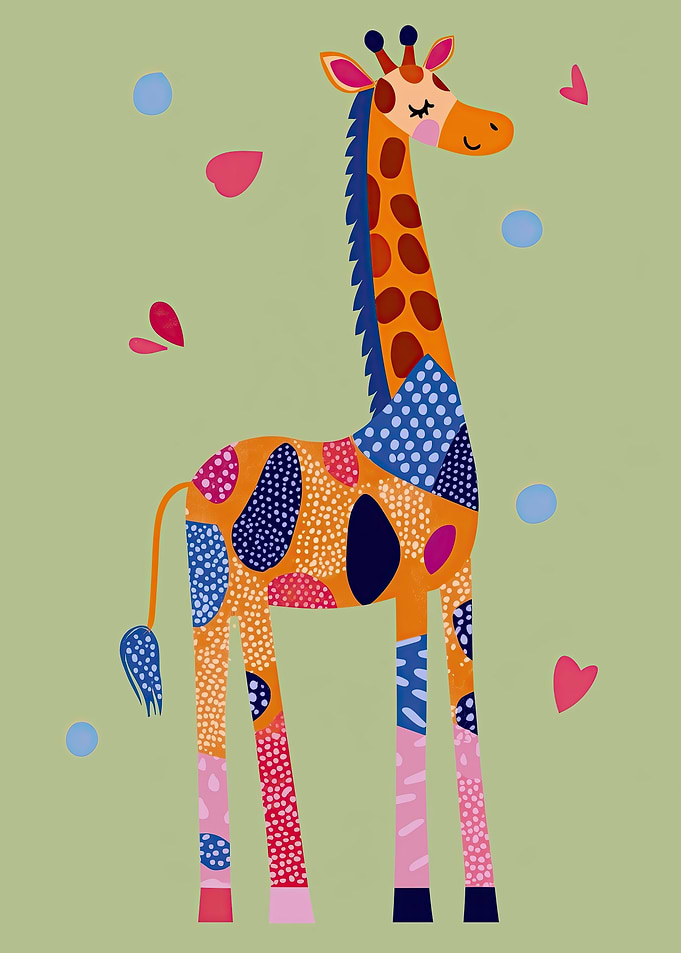 Cute Giraffe with Colorful Patterns