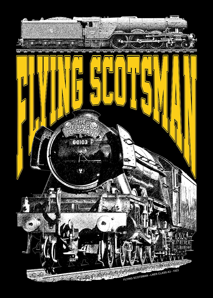 Flying Scotsman Steam Locomotive Poster. Legendary 1923 LNER Class A3 Loco. GPEN FP