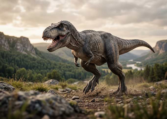 Tyrannosaurus Rex in a Mountain Landscape
