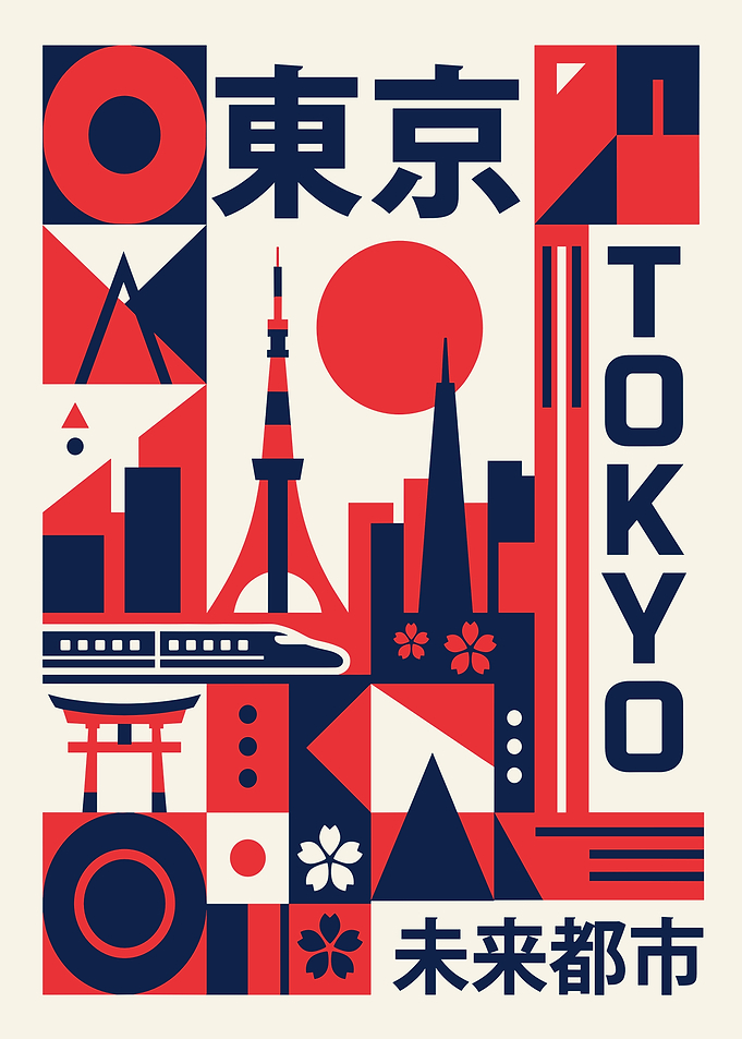 Modern Japanese Tokyo Cityscape Art