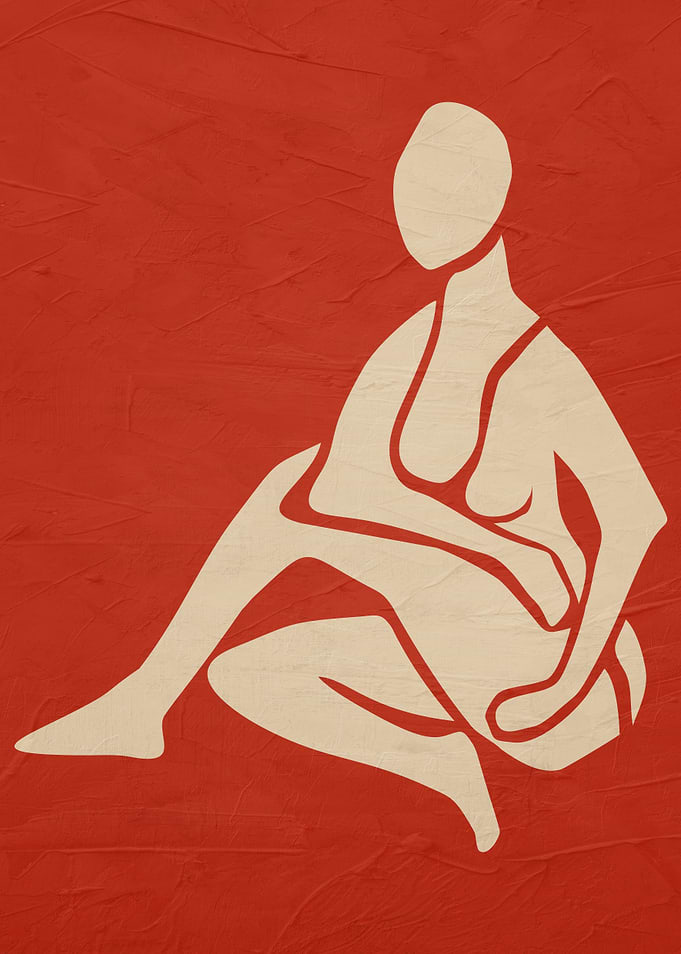 Abstract Figure on Red Textured Background