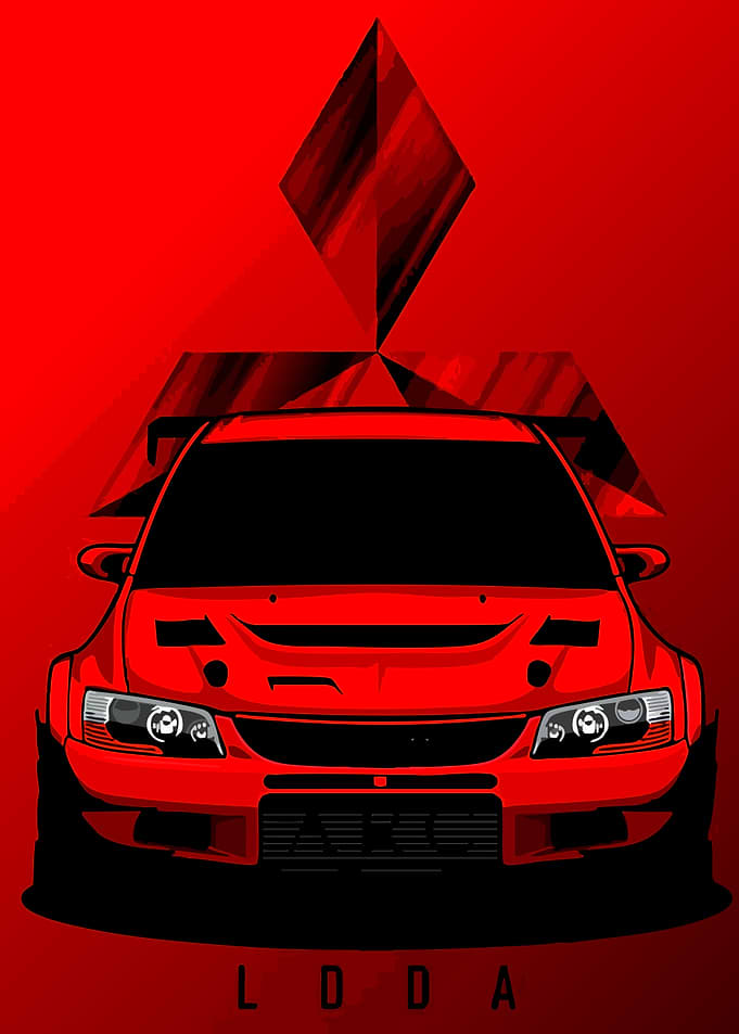 Red Mitsubishi Lancer Evolution Poster