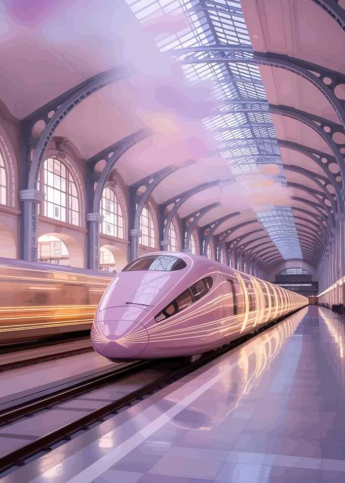 Futuristic Train at Station