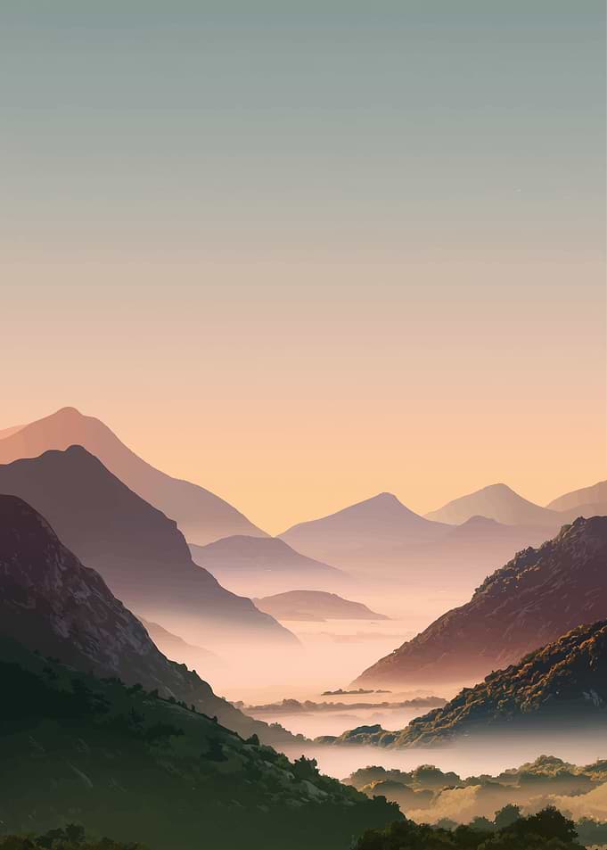 Misty Mountain Valley Sunrise