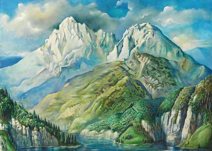 Majestic Mountain Landscape Painting