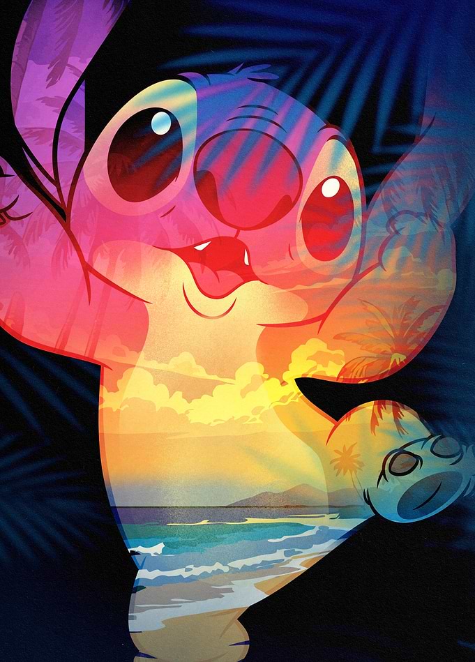 Sunset Silhouette: Stitch’s Tropical Dream