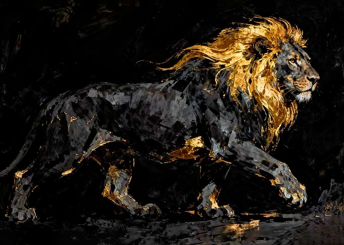 Majestic Lion with Golden Mane