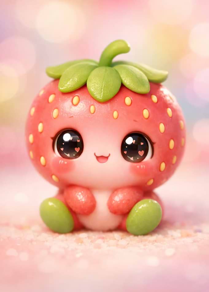 Cute Strawberry Character Figurine
