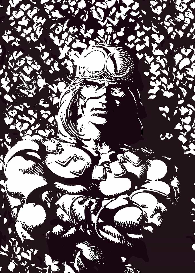 Muscular Warrior in Helmet