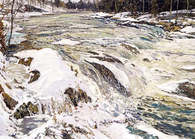 Winter Waterfall with Ice and Snow