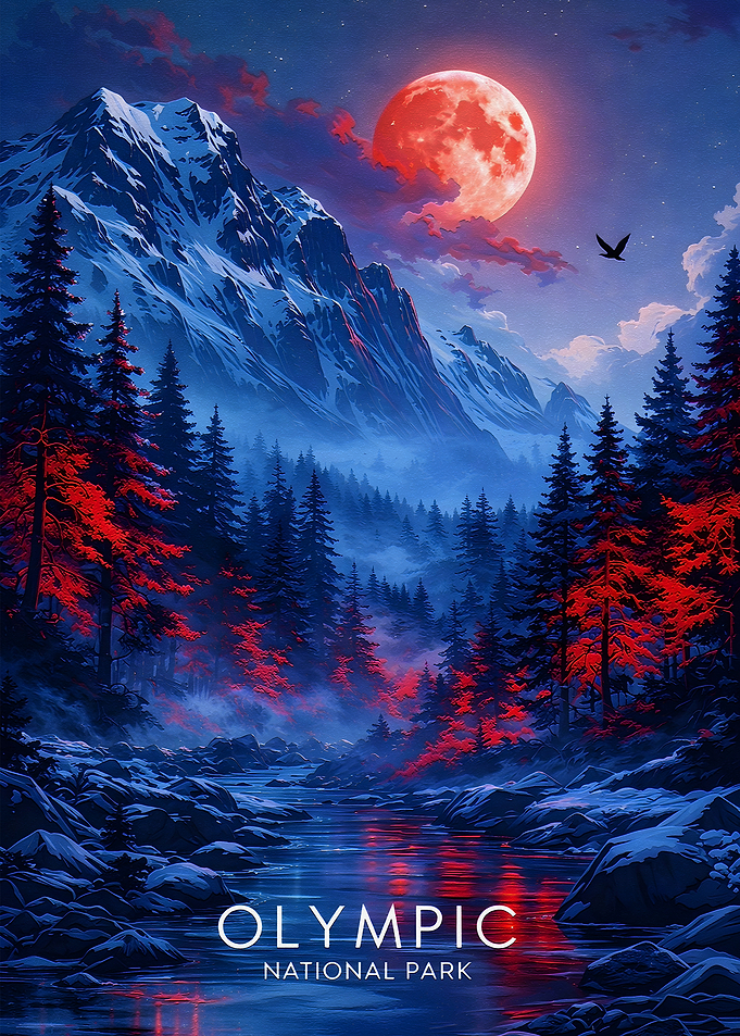 Olympic National Park Moonlit Landscape