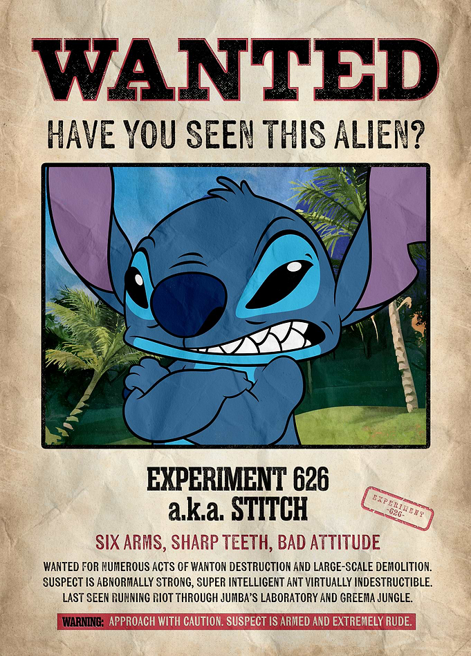 Stitch Wanted Poster