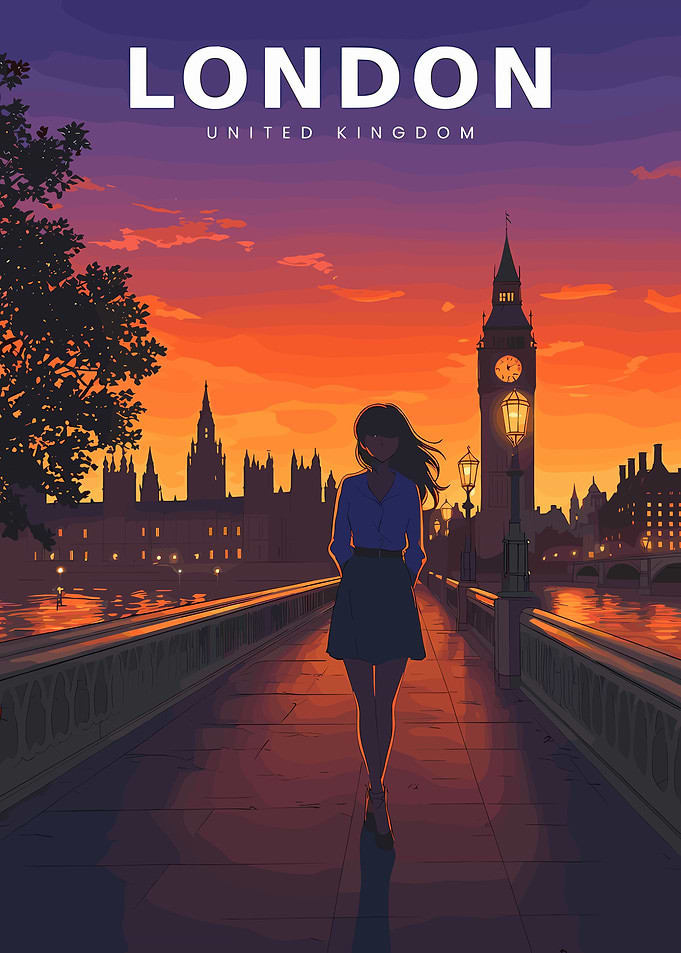 London cityscape at sunset