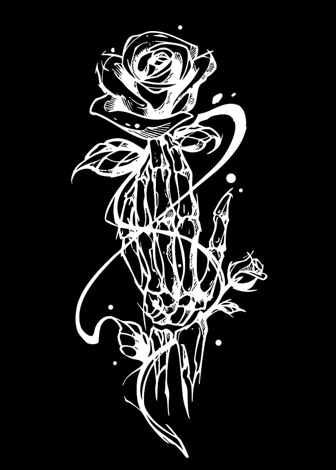 Skeleton Hand Holding a Rose
