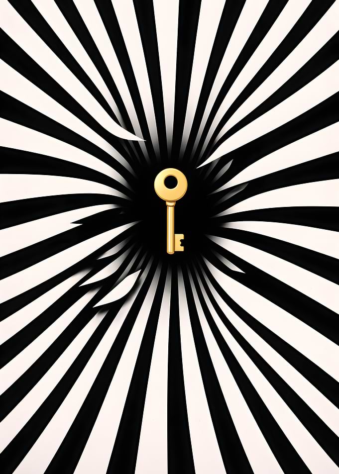 Golden Key in Abstract Vortex illusion