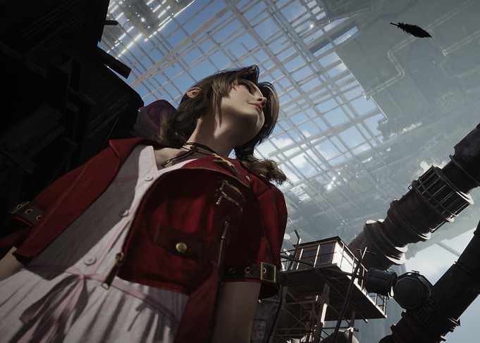 Final Fantasy VII Aerith Gainsborough looking up