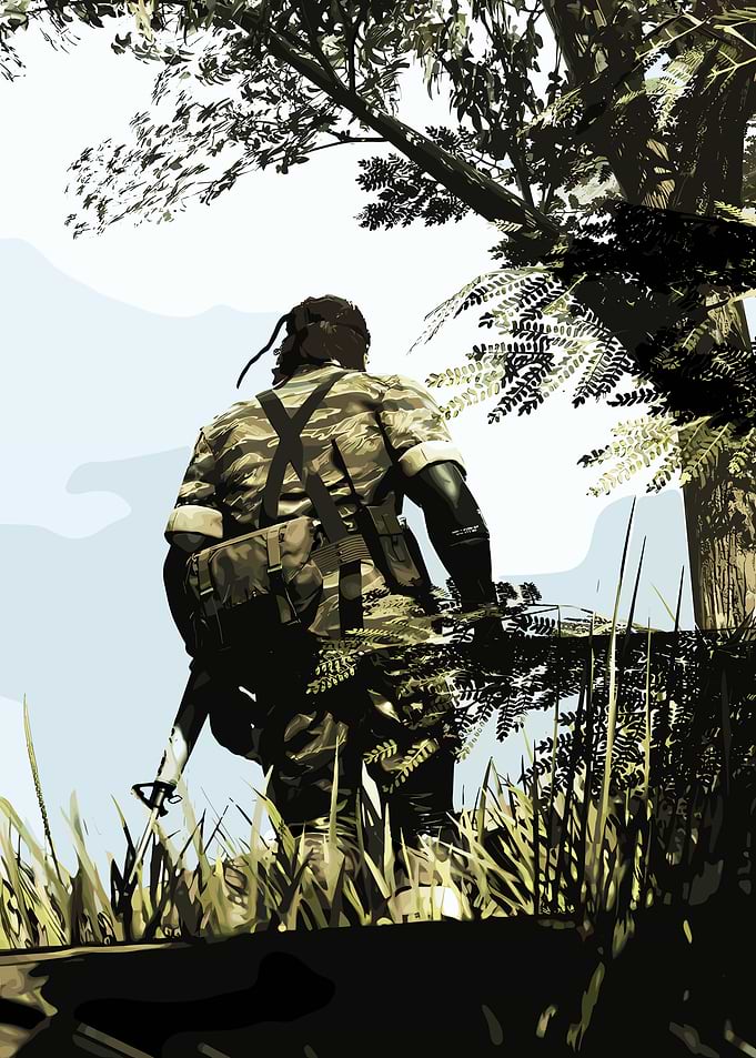 Soldier in Camouflage in Forest
