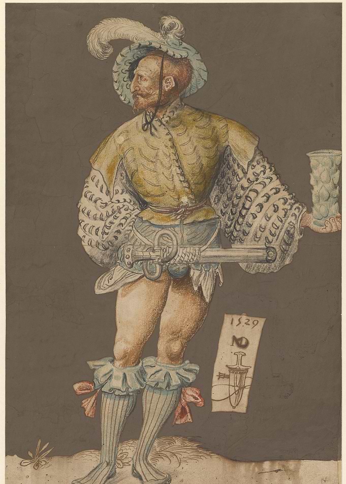 Man in historical costume holding a glass