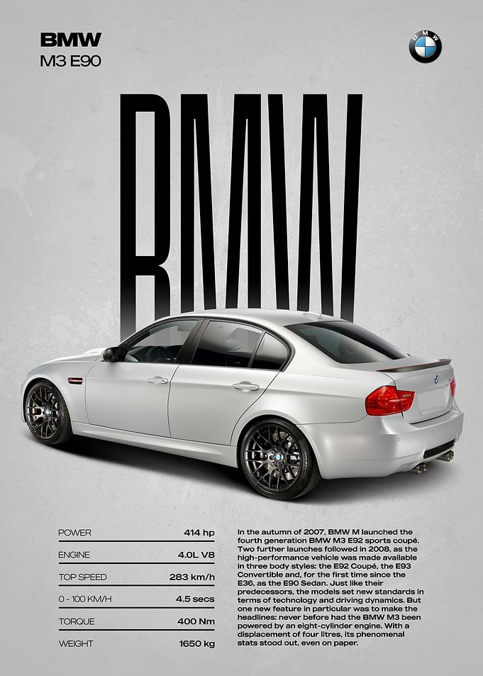 BMW M3 E90 Car Poster