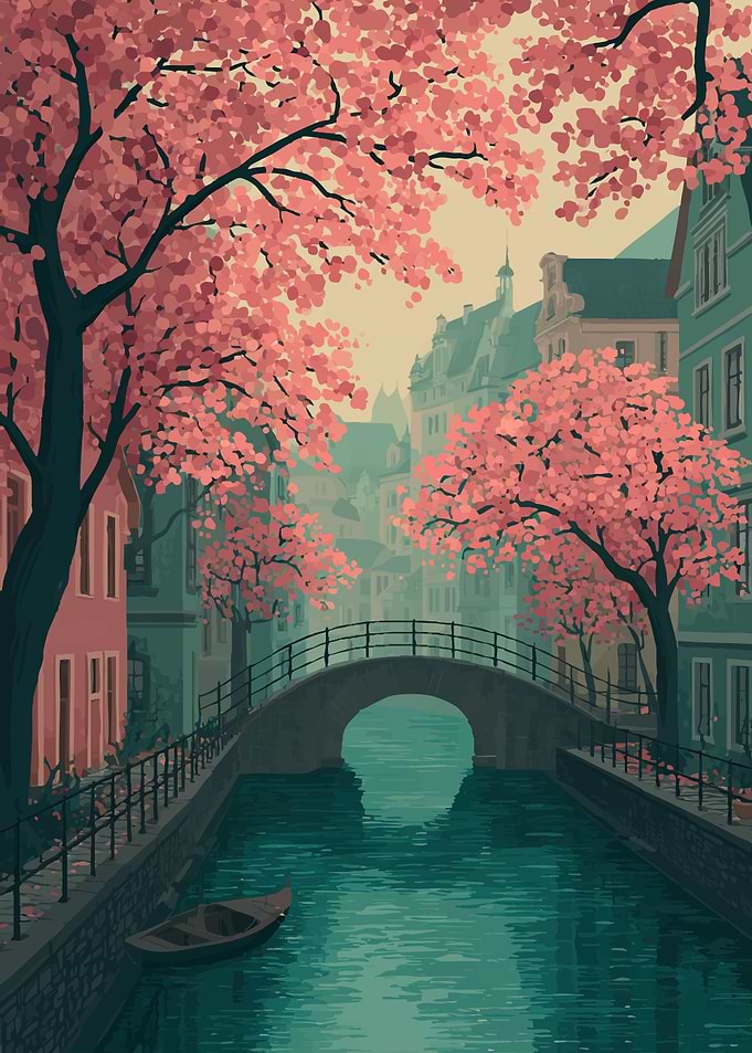 Serene Canal in Bloom
