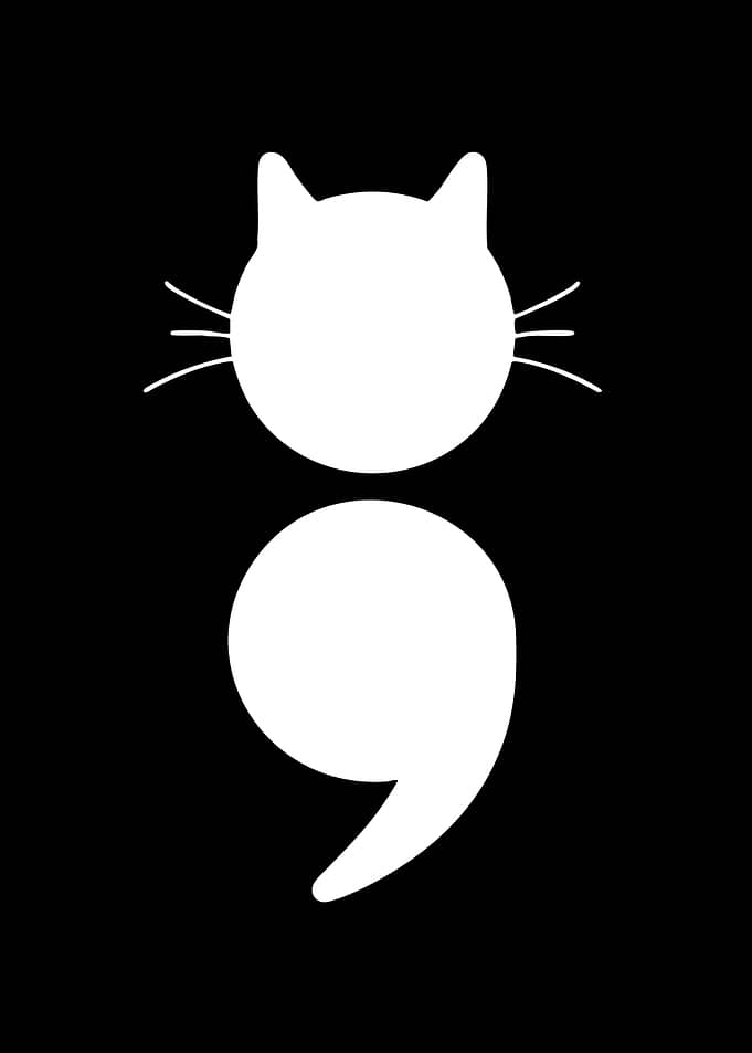 White Cat Semicolon Symbol