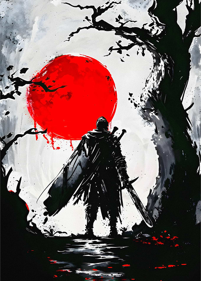 Warrior Under a Red Moon