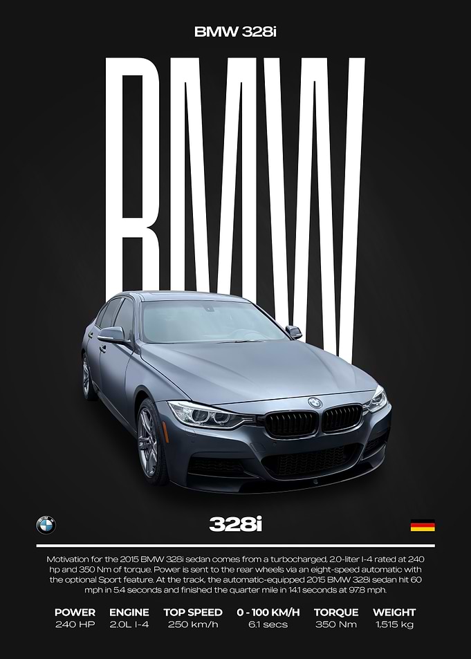 BMW 328i Car Poster