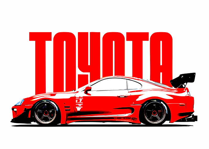 Red Toyota Supra with Large Spoiler