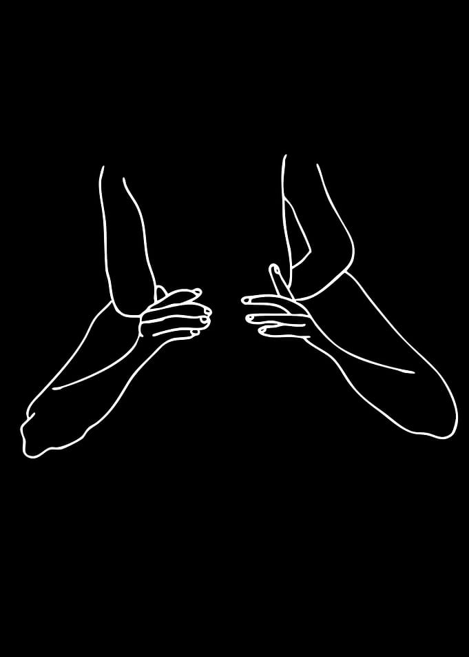 Minimalist Line Art of Embracing Hands