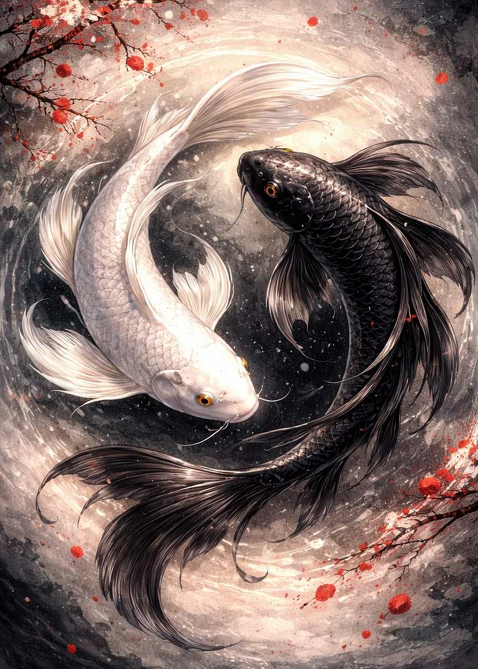 Yin Yang Koi Fish Painting