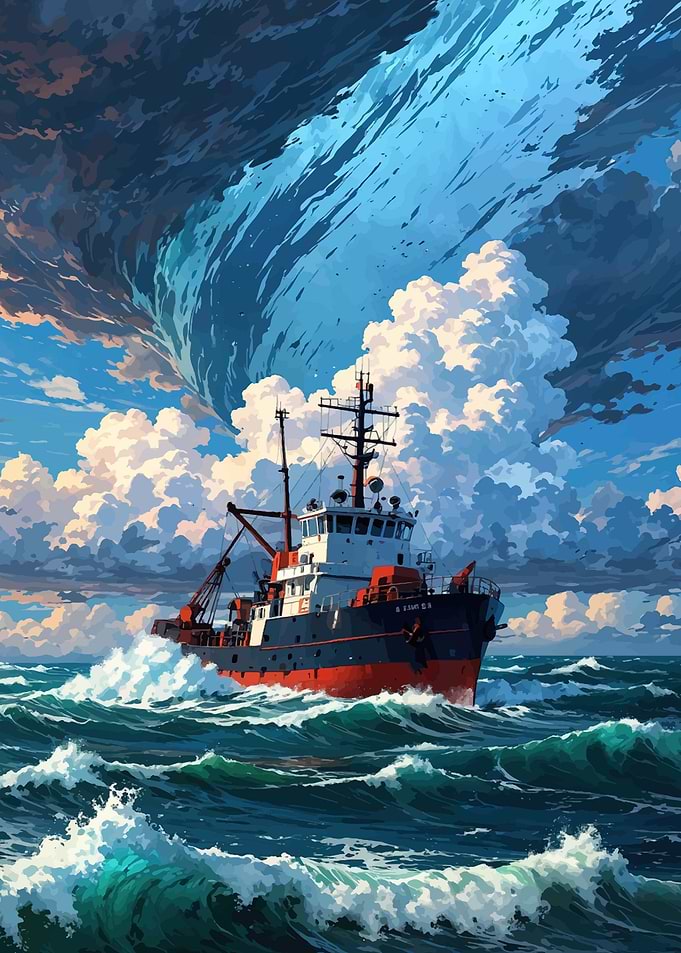 Tugboat in a Stormy Sea