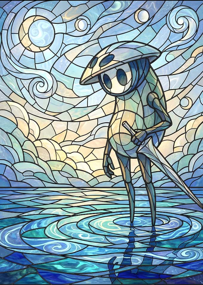 Stained Glass Knight in Water