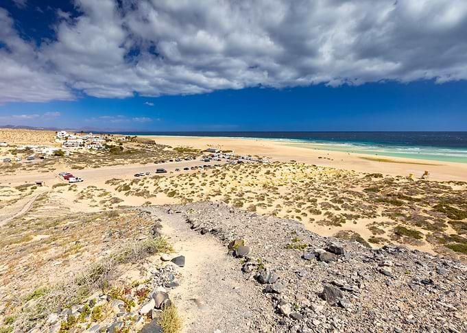 Coastal landscape with beach and ocean