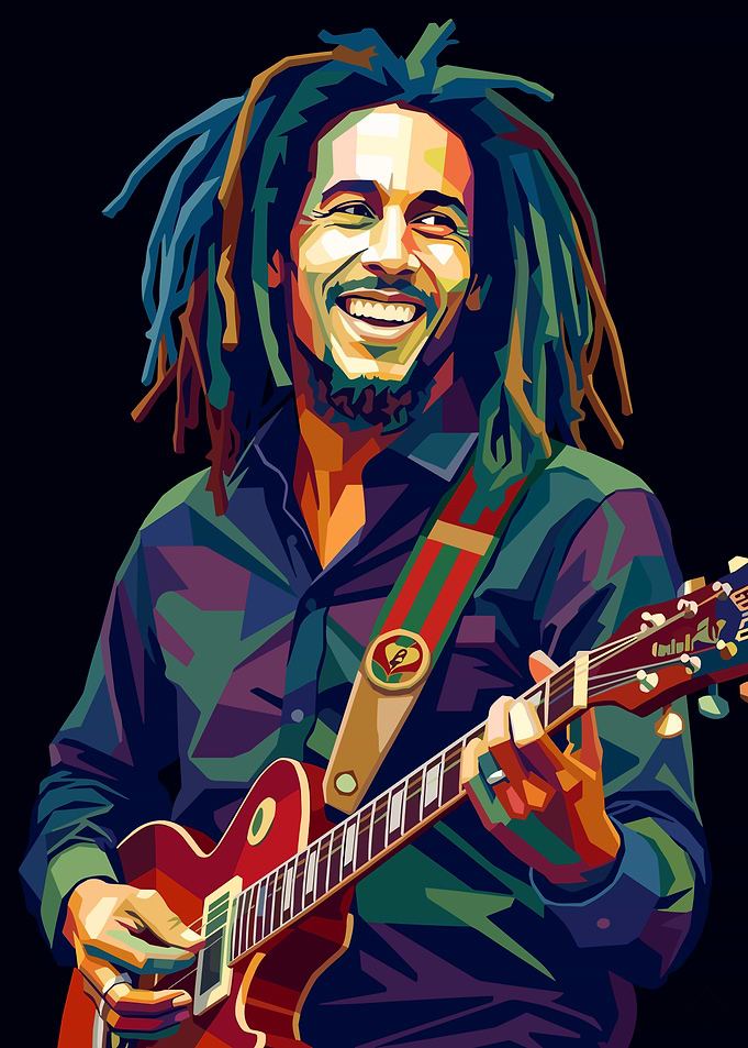 Bob Marley Playing Guitar