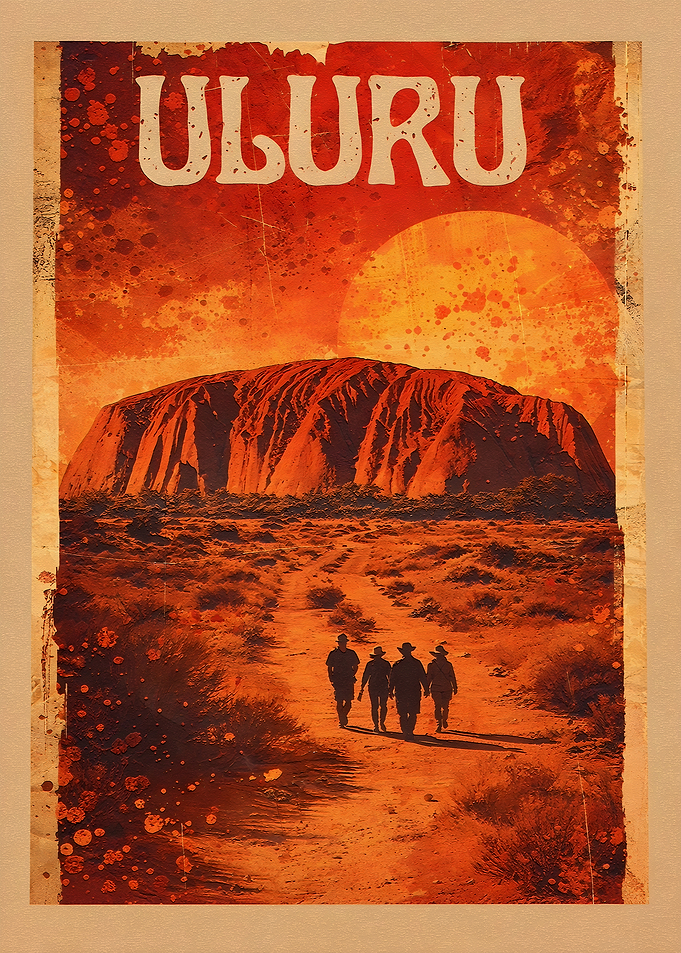 Uluru Vintage Travel Poster