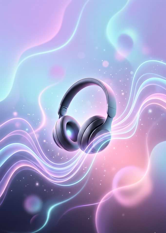Headphones with Neon Sound Waves