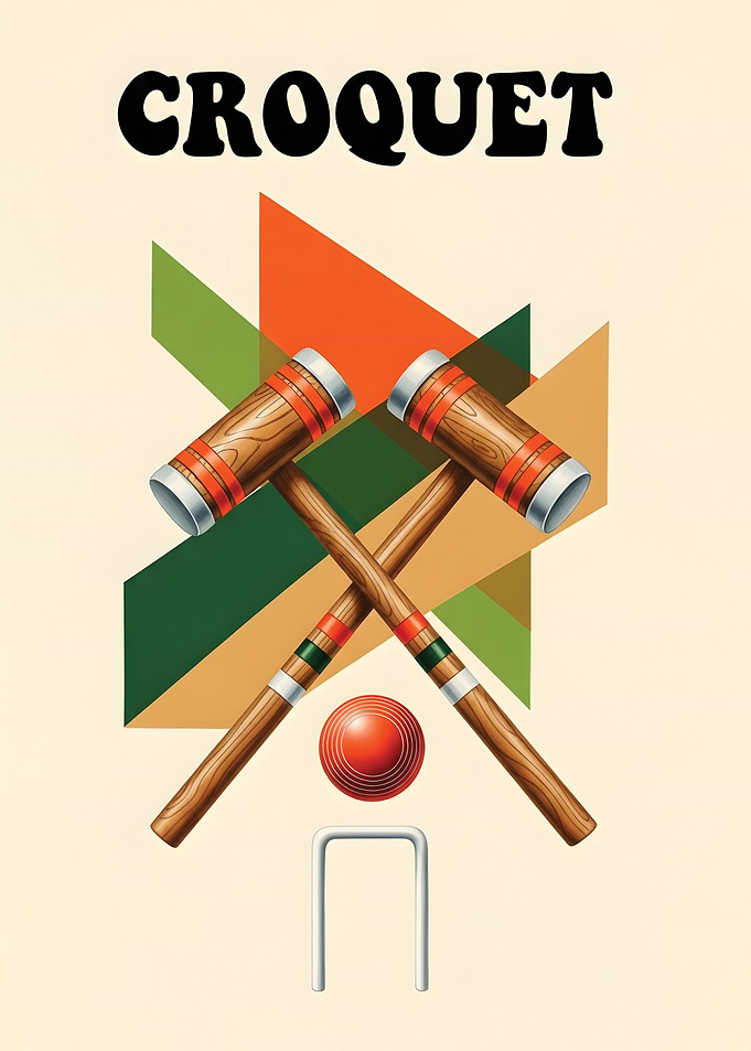 Vintage Croquet Game Illustration