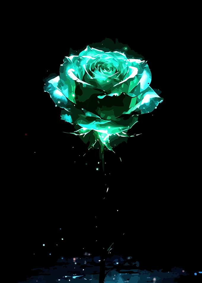 Glowing Emerald Rose