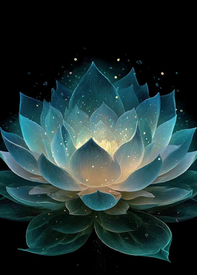 Glowing Blue Lotus Flower