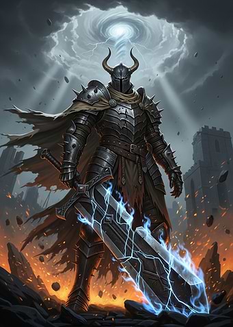 Dark Knight with Lightning Sword