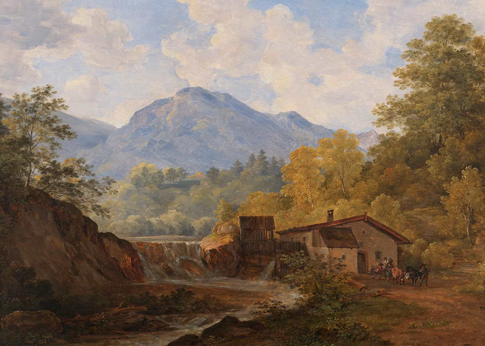 Mountain Landscape with Watermill and Figures